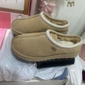 UGG Tan Suede Slippers with Plush Lining